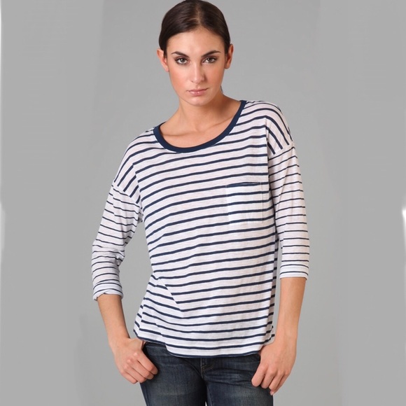Vince Tops - *SOLD* Vince 3/4 Sleeve Striped Pocket Tee